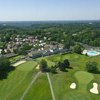 Aerial view from Highland Country Club with clubhouse and swimming pool in background